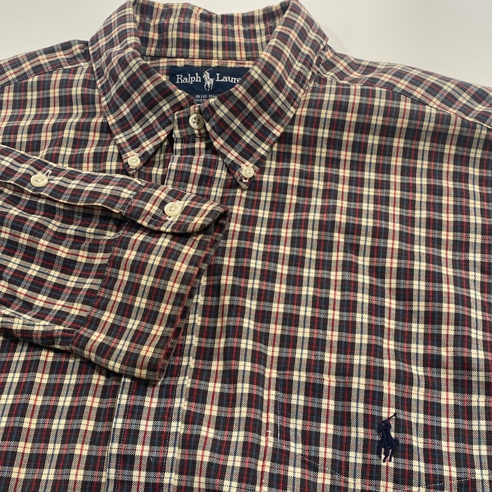 Ralph Lauren Men's Big Shirt Long Sleeve Button Up Heavy Cotton Flannel Shirt XL